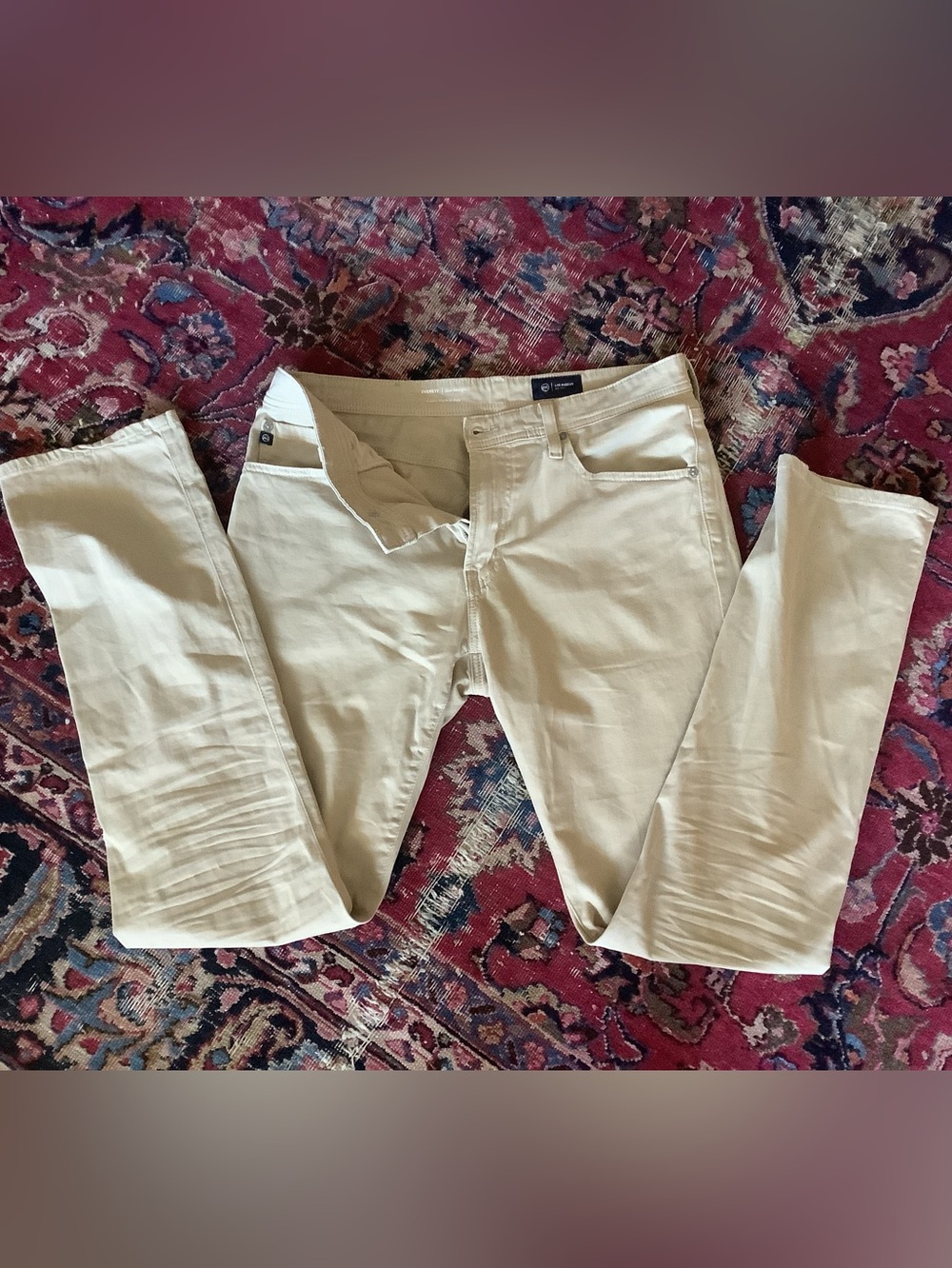 AG Adriano Goldschmied Everett Slim Straight Khaki Tan Pants - Men's Sz 32x34